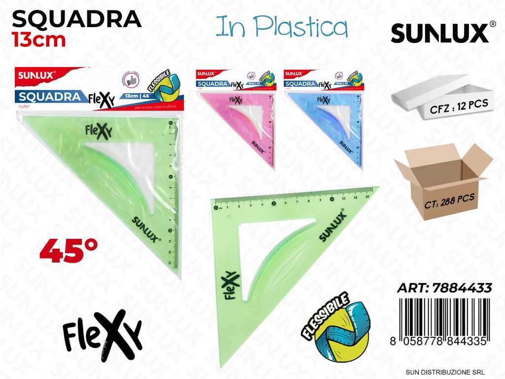 Squadra in Plast. Flexy 13CM 45GRADI Col. Ass.