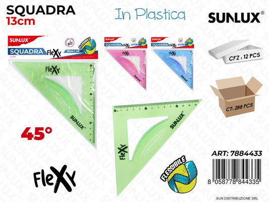 Squadra in Plast. Flexy 13CM 45GRADI Col. Ass.