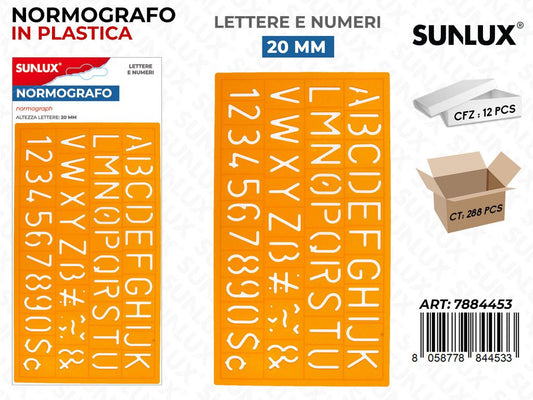 Sunlux Normografo in Plastica Lett. e Num. 20MM