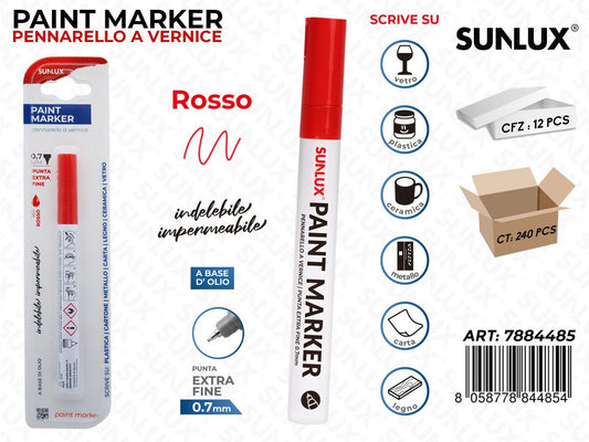Sunlux Bl. Paint Marker a Vernice Rosso 0.7MM