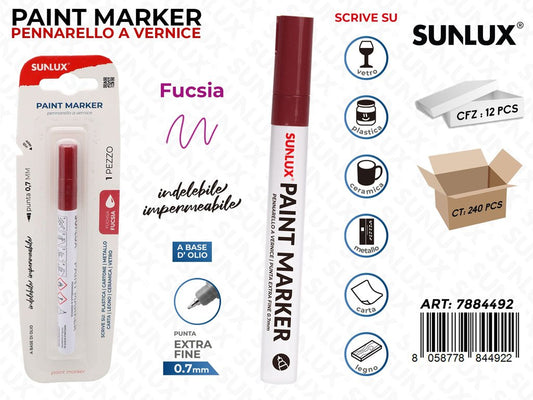 Sunlux Bl. Paint Marker a Vernice Fucsia 0.7MM