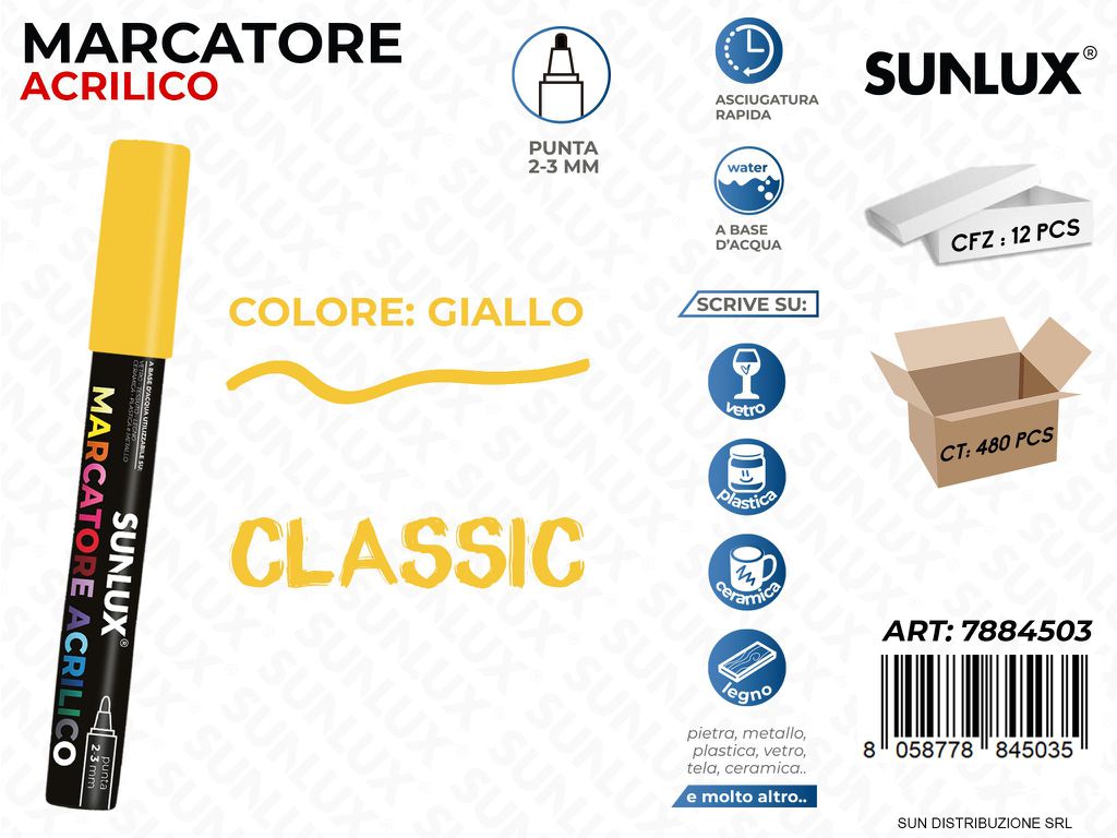 Marcatore Acrilico Giallo 2-3MM