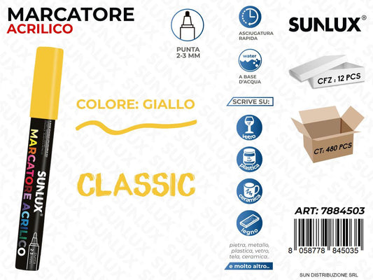 Marcatore Acrilico Giallo 2-3MM