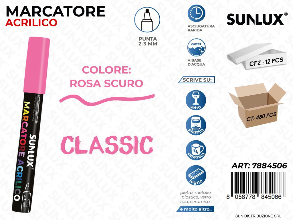 Marcatore Acrilico Rosa Scuro 2-3MM