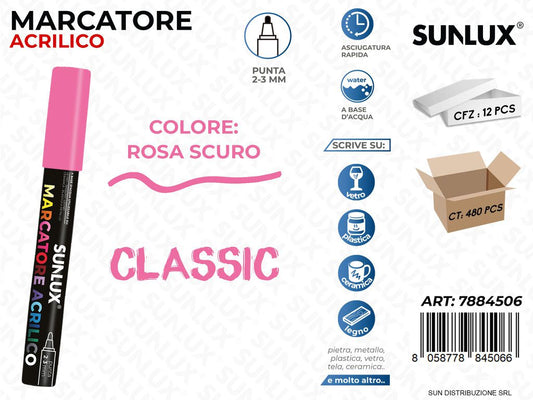 Marcatore Acrilico Rosa Scuro 2-3MM