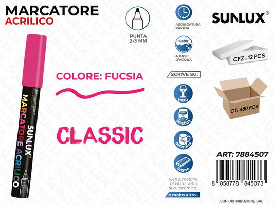 Marcatore Acrilico Fucsia 2-3MM