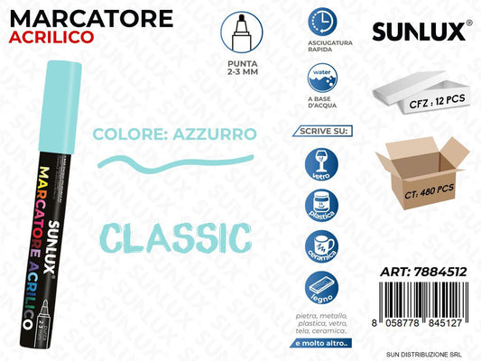 Marcatore Acrilico Azzurro 2-3MM