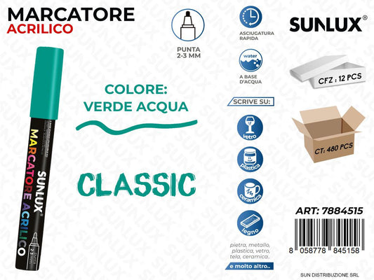 Marcatore Acrilico Verde Acqua 2-3MM