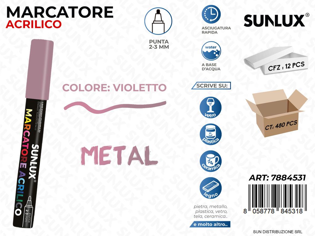 Marcatore Acrilico Violetto Metal 2-3MM