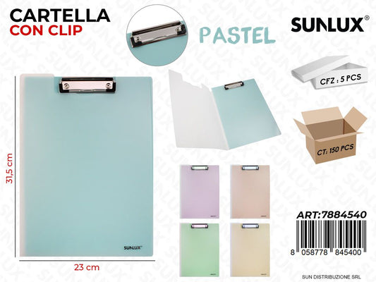 Cartelle P.documenti c/ Clip Pastel 23*31.5CM