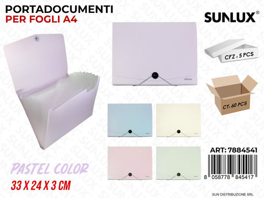 P.DOCUMENTI PER FOGLI A4 PASTEL 33*24*3CM /PZ DA 5**