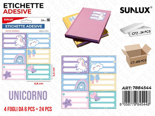 Etichette Adv Unicorno 24PCS Ass. 6.8*4.4CM/ Pz da 24