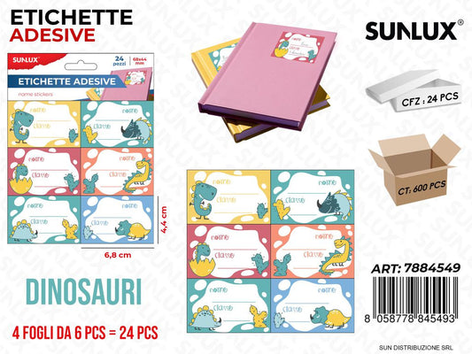 Etichette Adv Dinosauri 24PCS Ass. 6.8*4.4CM/ Pz da 24