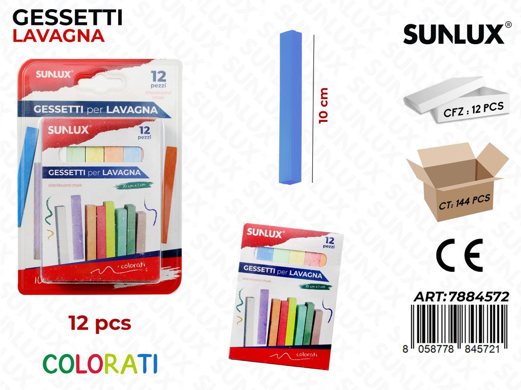 Sunlux Gessetti Lavagna 12PCS Col. 10CM