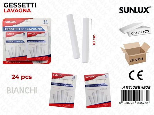 Sunlux Gessetti Lavagna 24PCS Bia. 10CM