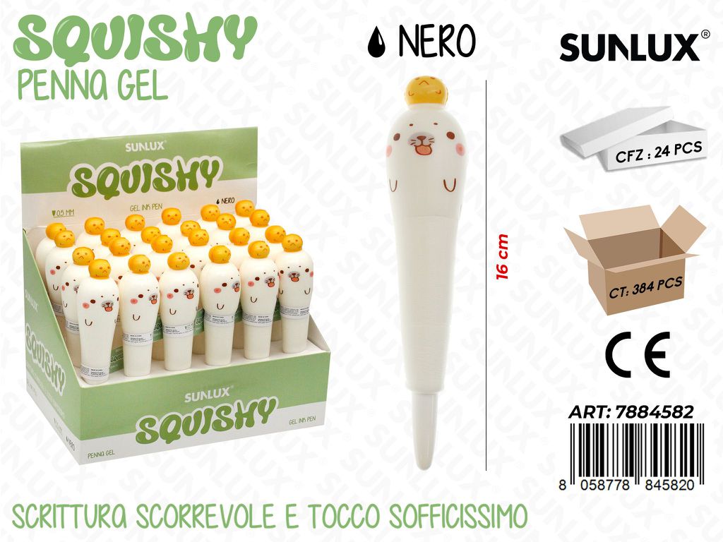 Squishy Penna Gel Nero 16Cm