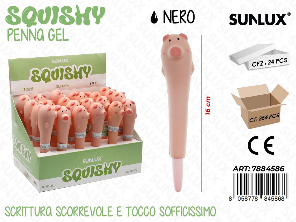 Squishy Penna Gel Nero 16Cm