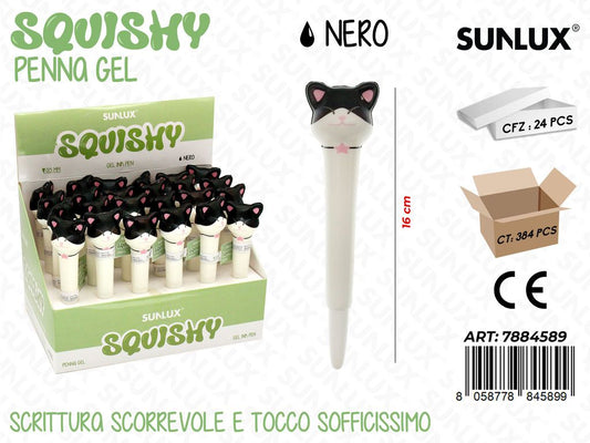 Squishy Penna Gel Nero 16Cm
