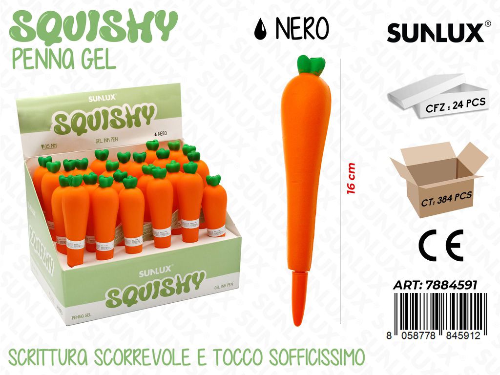 Squishy Penna Gel Nero 16Cm