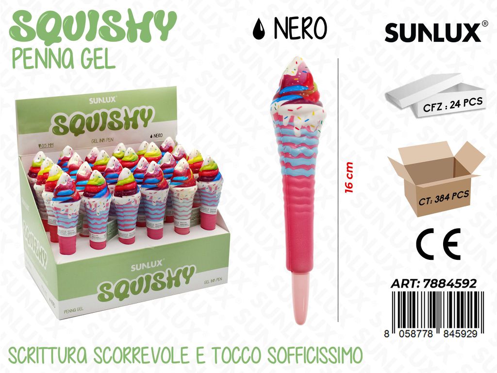 Squishy Penna Gel Nero 16Cm