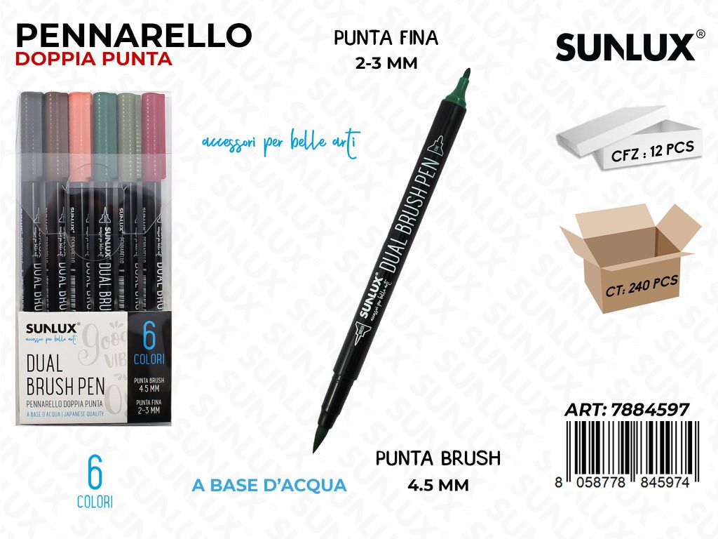 Sunlux Pennarello Doppia Punta 6COL. Ass.