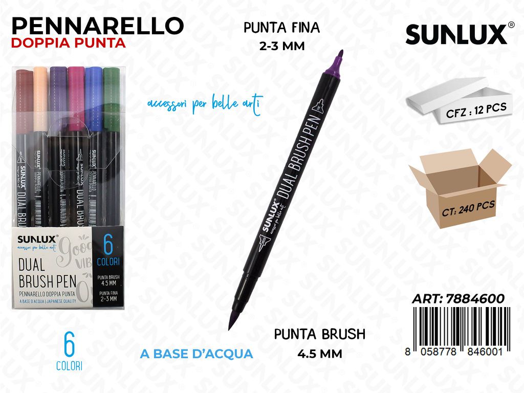 Sunlux Pennarello Doppia Punta 6COL. Ass.