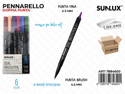 Sunlux Pennarello Doppia Punta 6COL. Ass.