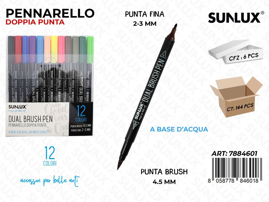 Sunlux Pennarello Doppia Punta 12COL. Ass.