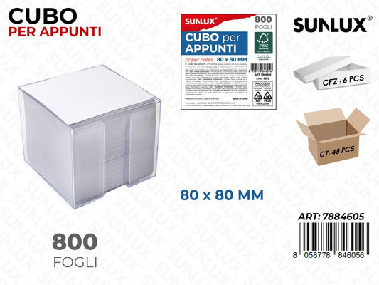 Sunlux Cubo per Appunti Bia. 800FF 8*8CM