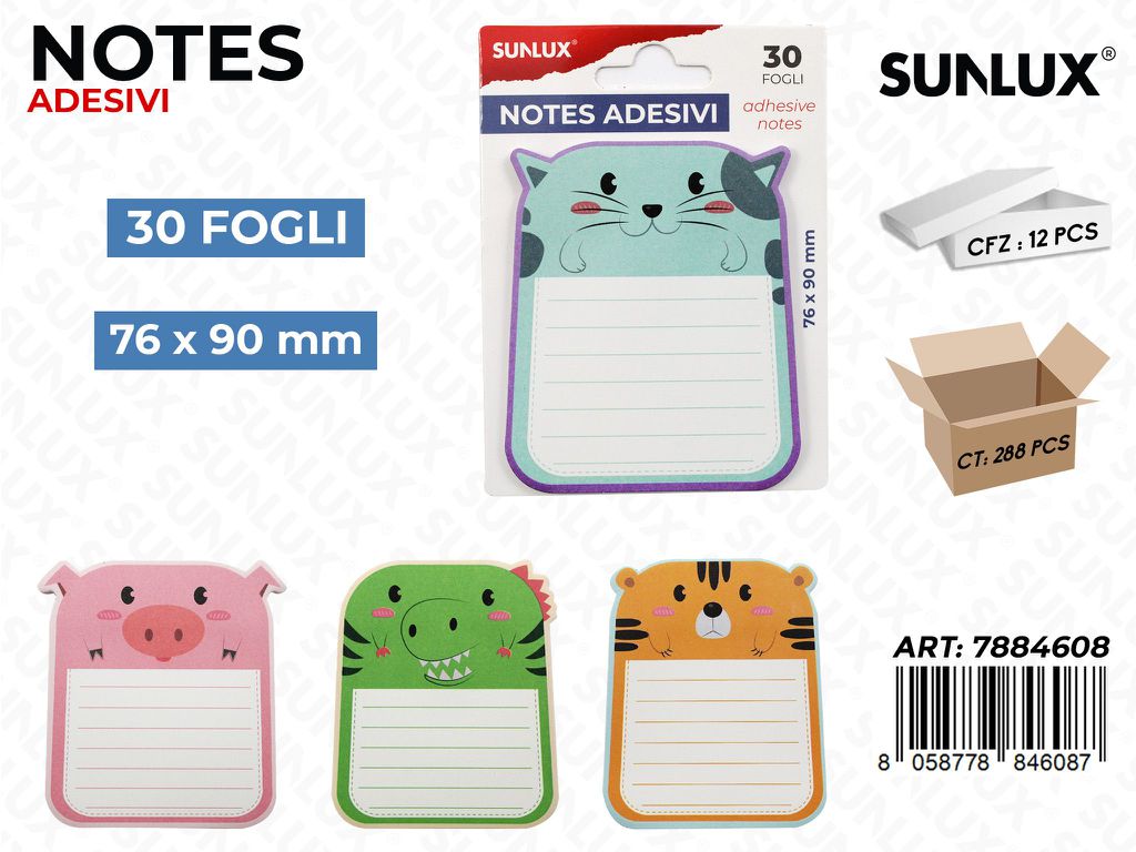 Notes Adesivi Gatti Ass. 30FF 76*90MM