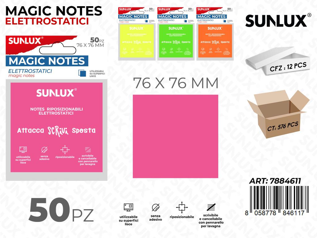 Sunlux Magic Notes Elettr. Ass. 50PCS 76*76MM