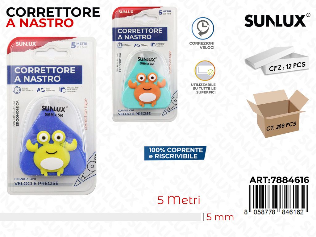CORRETTORE A NASTRO ASS. 5MM*5MT /PZ DA 12**