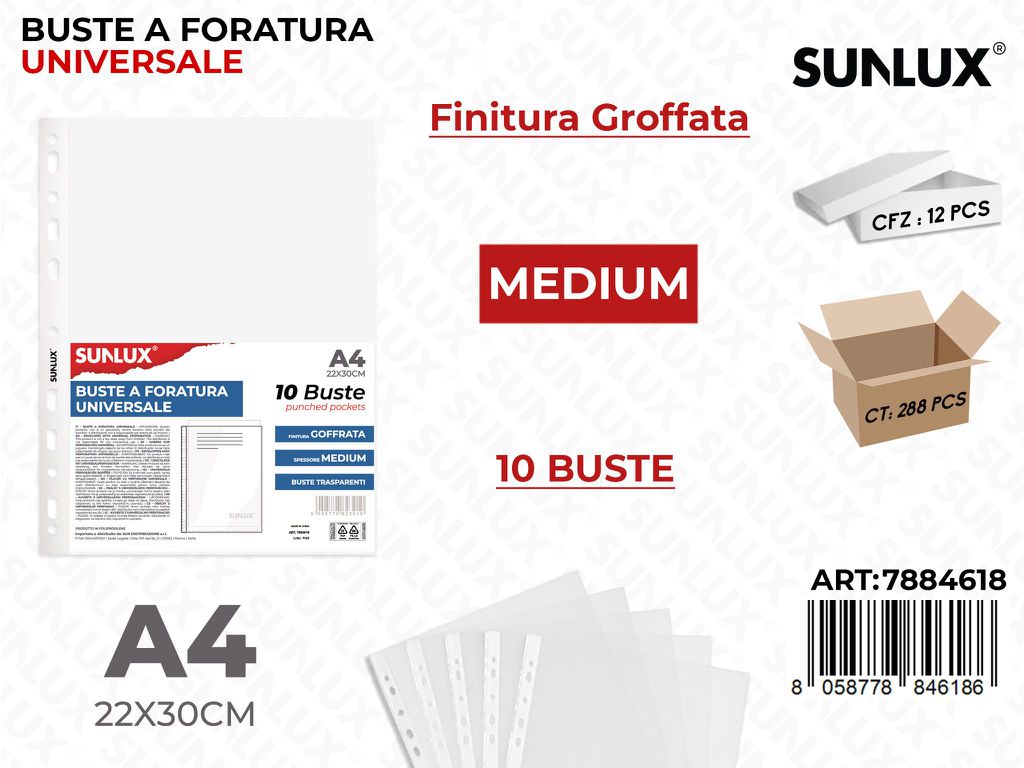 Sunlux Buste Forate Uni. Grof. Medium 22*30CM A4 10PCS
