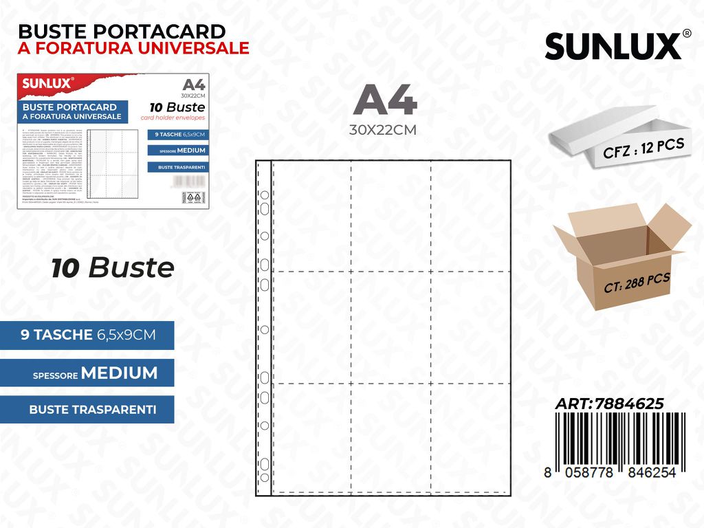 Buste Portacard For. Uni. A4 9TASCHE 10PCS