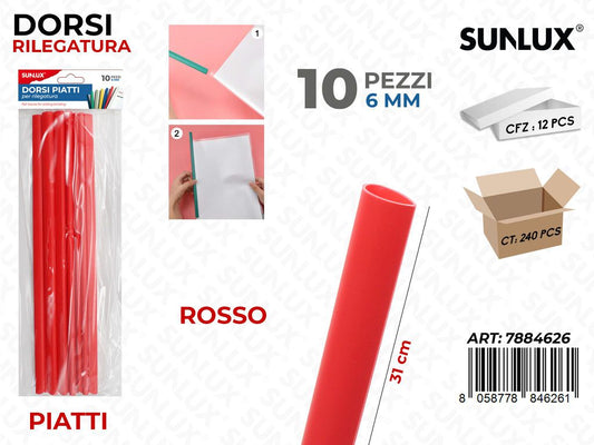 Sunlux Dorsi Piatti Rilegatura Rosso 10PCS 6MM*31CM