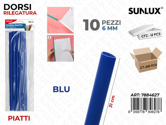 Sunlux Dorsi Piatti Rilegatura Blu 10PCS 6MM*31CM