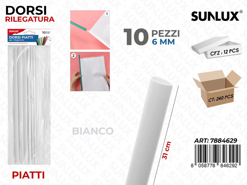 Sunlux Dorsi Piatti Rilegatura BIA.10PCS 6MM*31CM