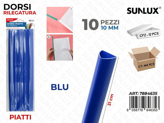 Sunlux Dorsi Piatti Rilegatura Blu 10PCS 10MM*31CM