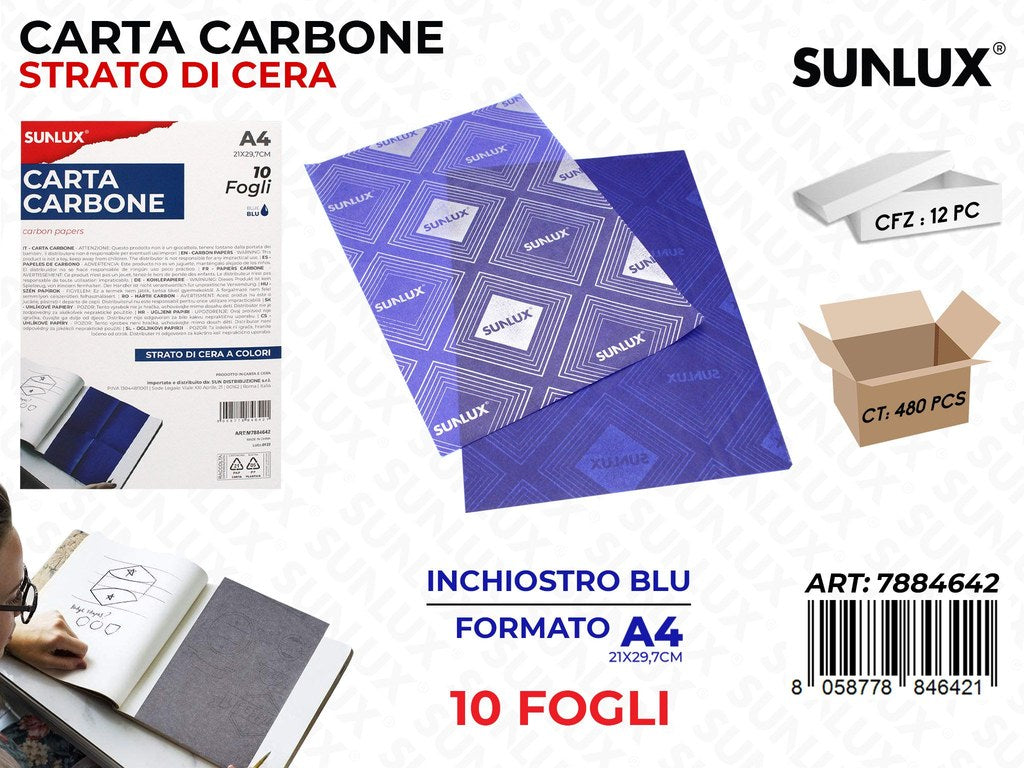 Sunlux Carta Carbone Blu F.to F4 10FF