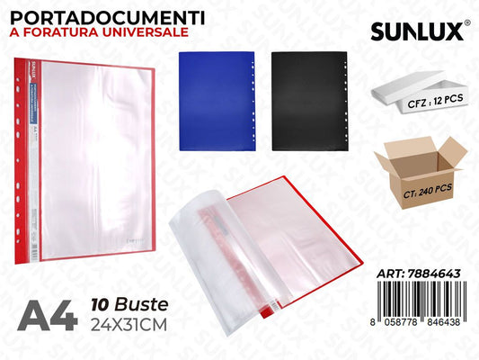 Sunlux P.documenti Foratura Uni. A4 10BUSTE