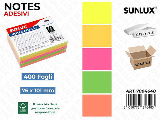 Sunlux Notes Adesivi Ass. 400FF 76*101MM