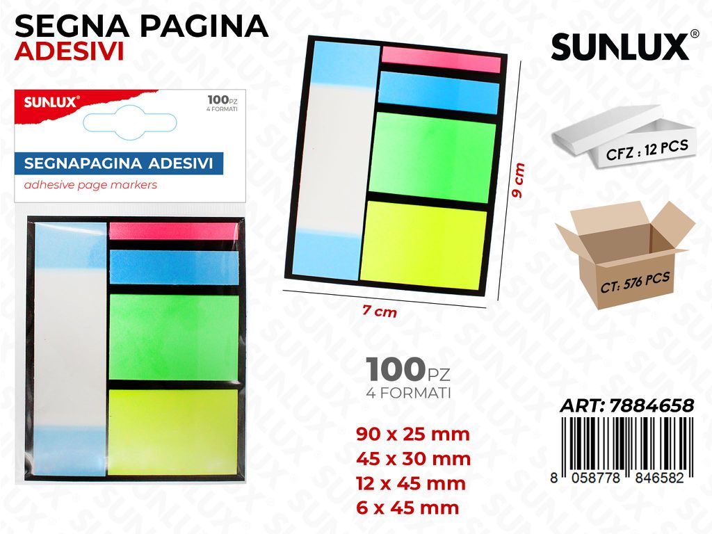 Sunlux Segna Pagina Adv 100PCS Ass. 4FORM.