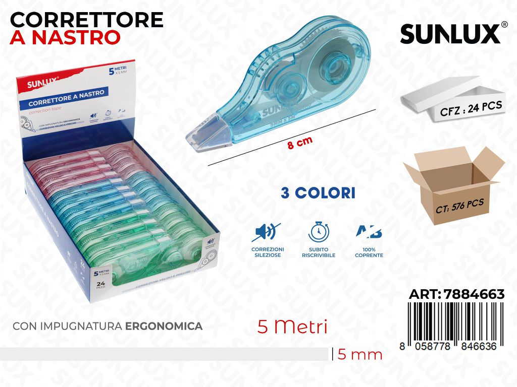 CORRETTORE A NASTRO ASS. 5MM*5MT /PZ DA 24**