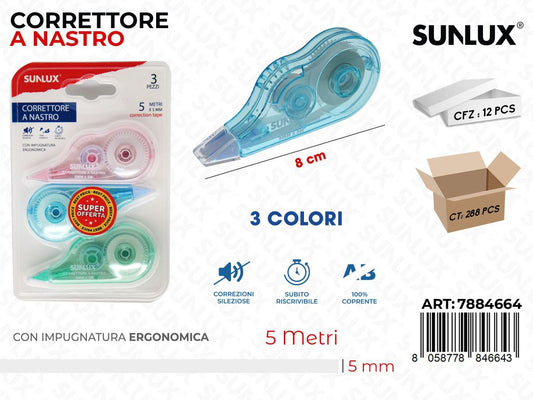 BL. CORRETTORE A NASTRO 3PCS 5MM*5MT /PZ DA 12**