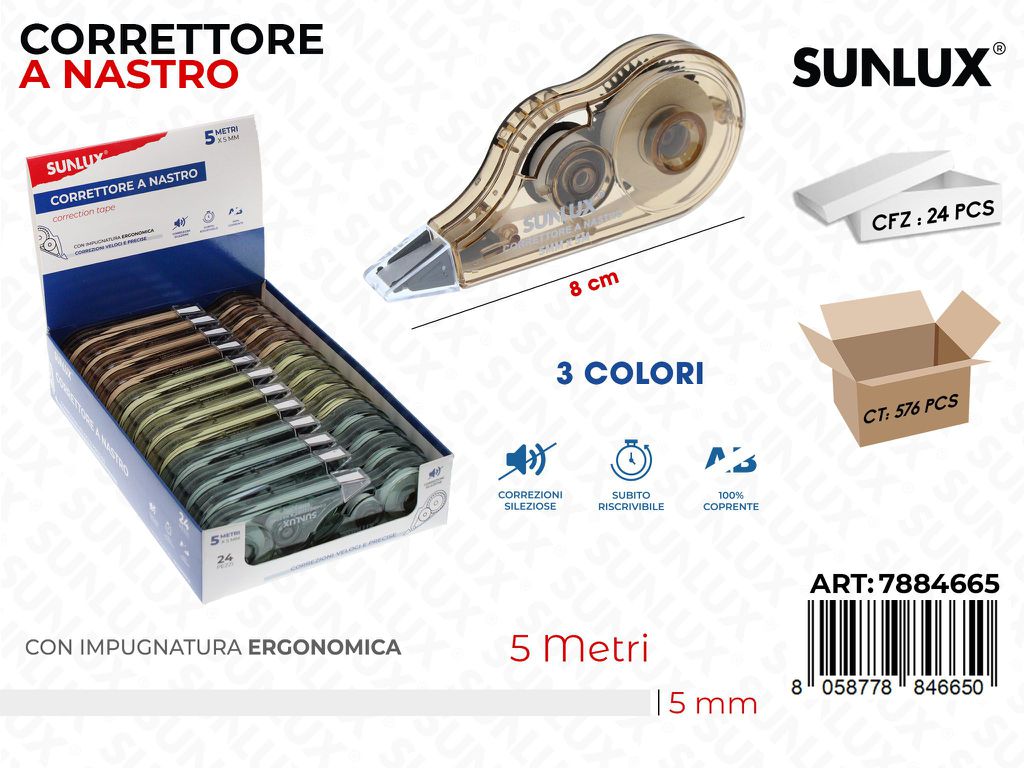 Sunlux Correttore a Nastro Ass. 5MM*5MT