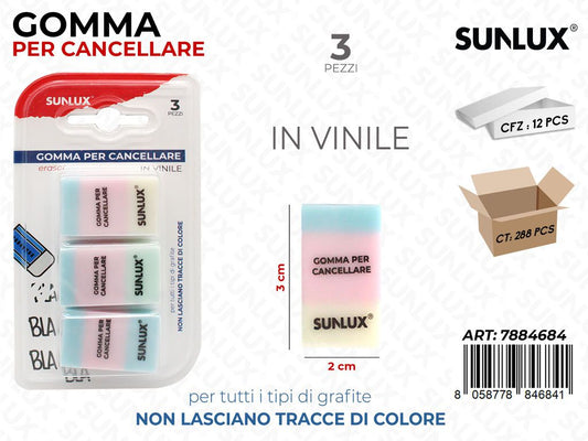 Sunlux Gomma per Cancellare 3PCS 2*3CM