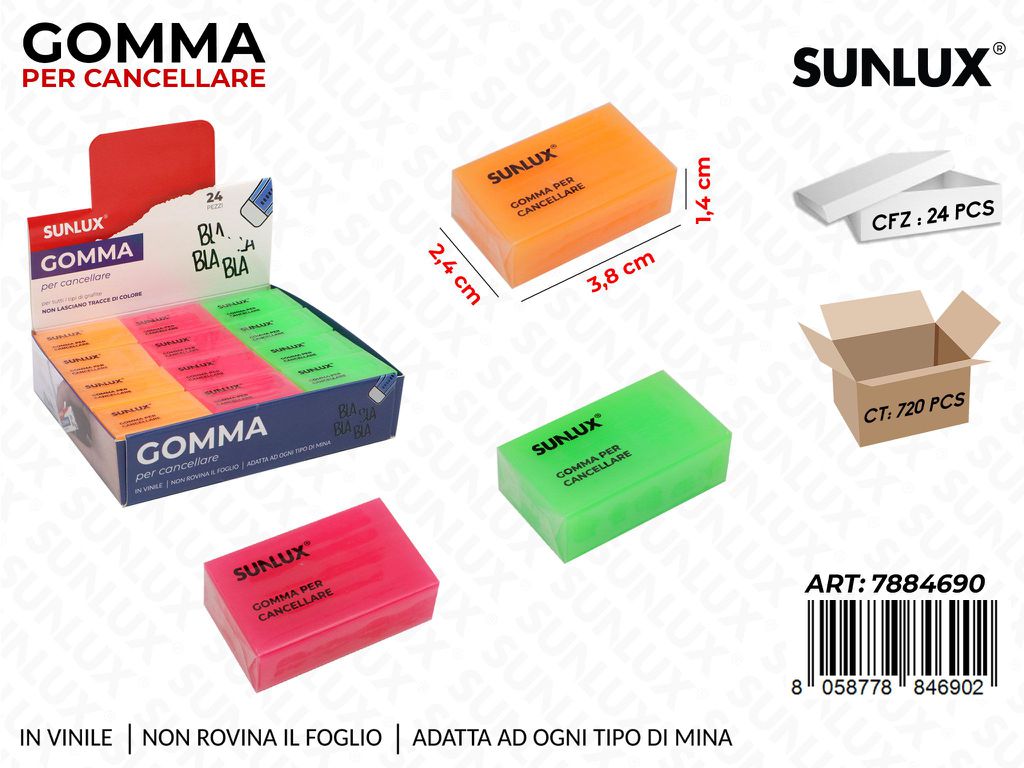 Sunlux Esp. Gomma per Cancellare Ass. 1.4*3.8*2.4CM
