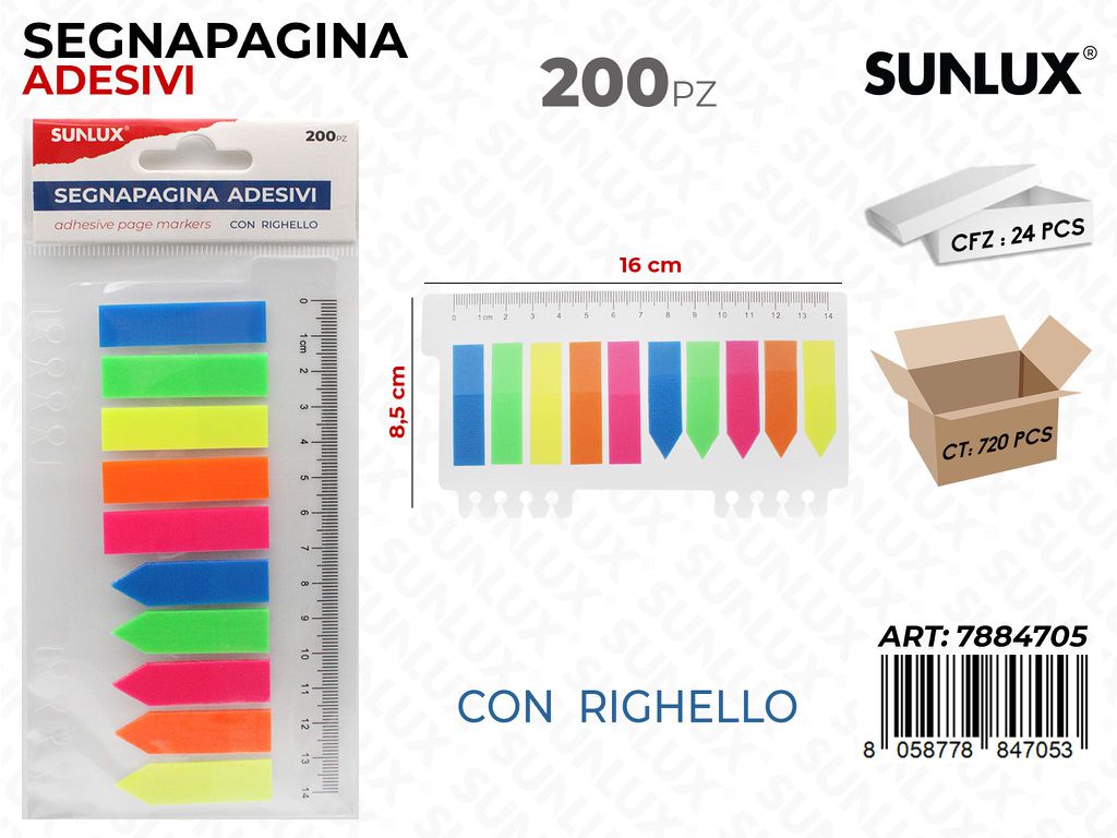Sunlux Segnapagina Adv c/ Righ. 200PCS 16*8.5CM / Pz da 24