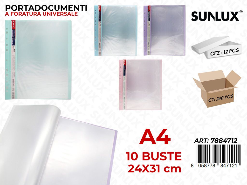 Sunlux Portadocumenti A4 10PCS 24*31CM