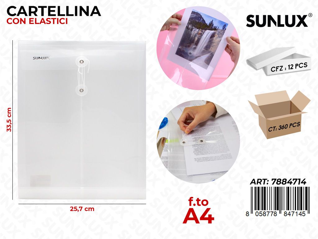Sunlux Cartellina c/Elastici A4 25.7*33.5CM